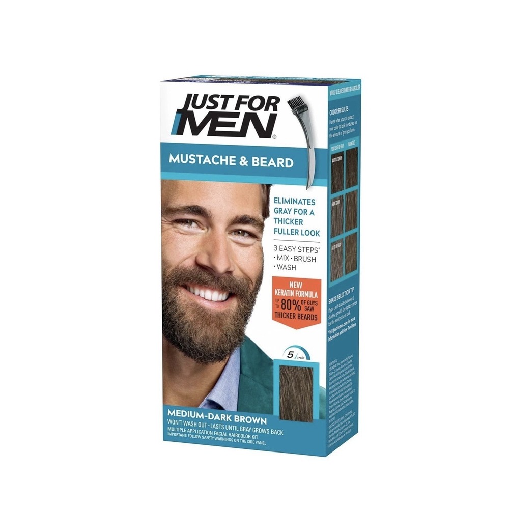 Just‎ For Men Mustache & Beard Brush-In Color Gel Medium Dark Brown M40 1 Count